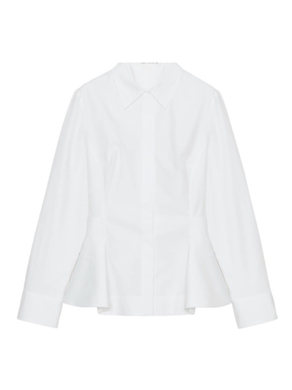 NWT Zara White Peplum Button-Front Shirt S